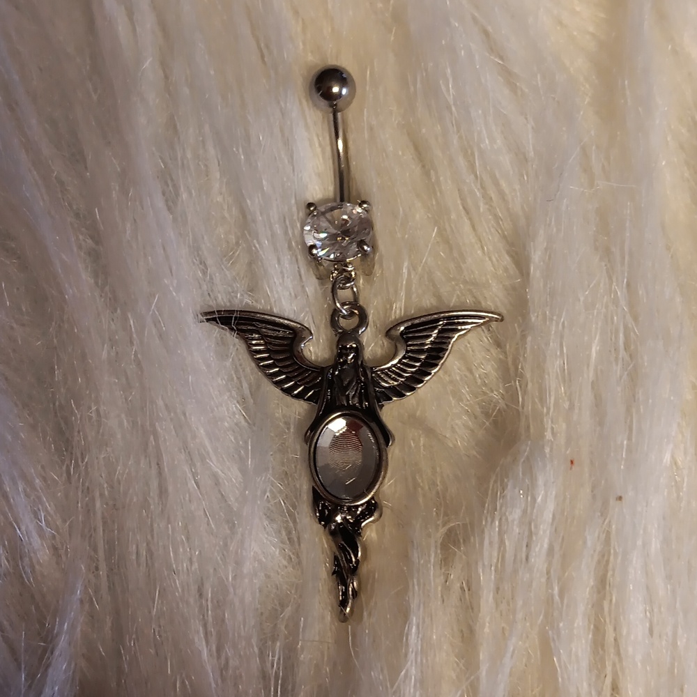 Clear Rhinestone Angle Belly Ring - image 2